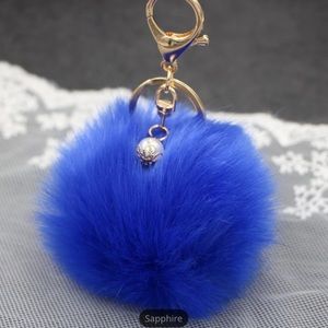 Blue Pom Keychain